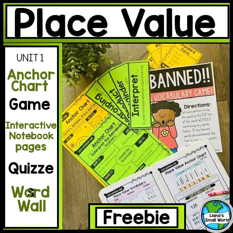 Place Value 4th grade Vocabulary and Anchor Chart Unit