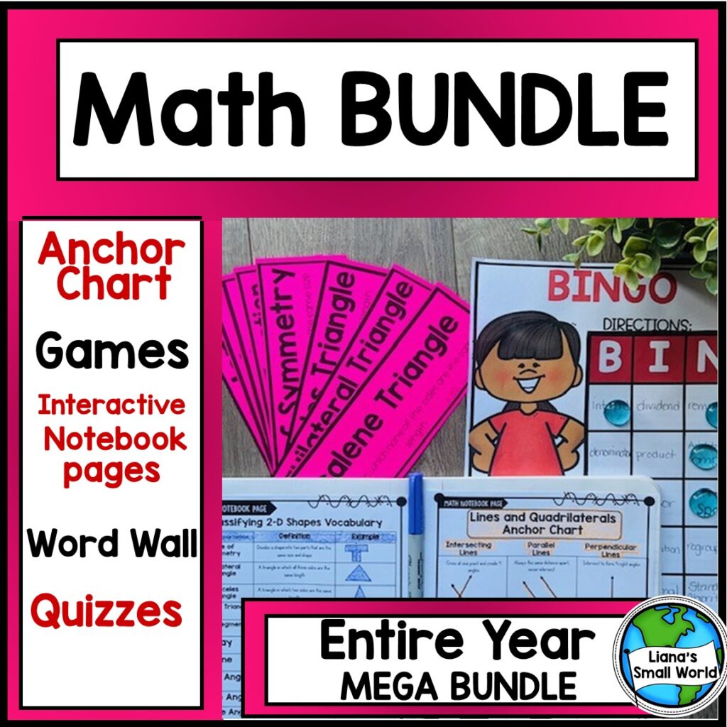 4th Grade Math Vocabulary and Anchor Chart Bundle